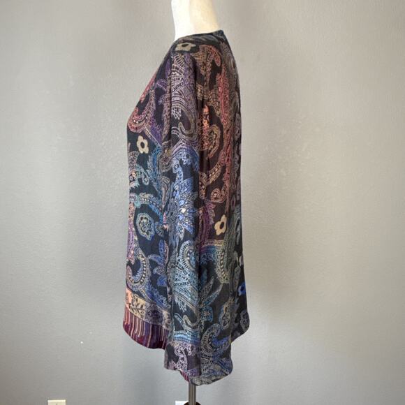 Soft Surroundings Paloma Pashmina Paisley Jacket Size M Boho Western Multicolor - Picture 5 of 9